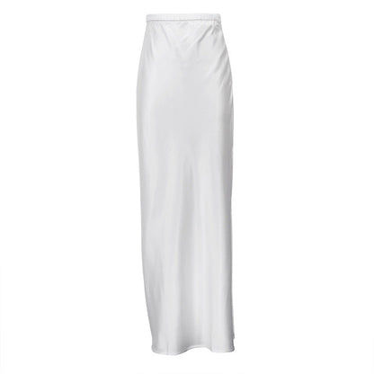 Elegant Satin Long Maxi Skirt With Side Slit