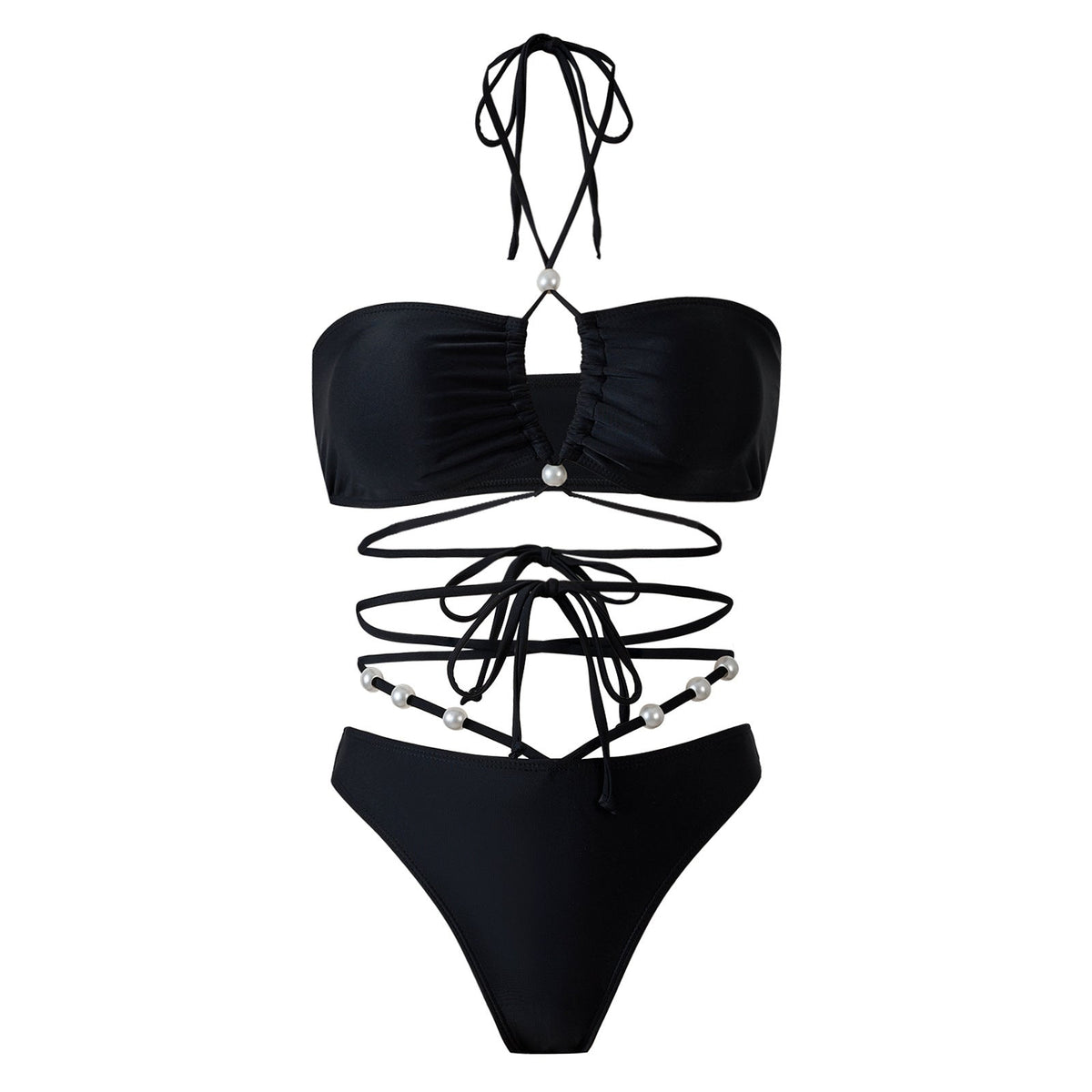 Sexy String Halter Bikini Swimwear with Cover