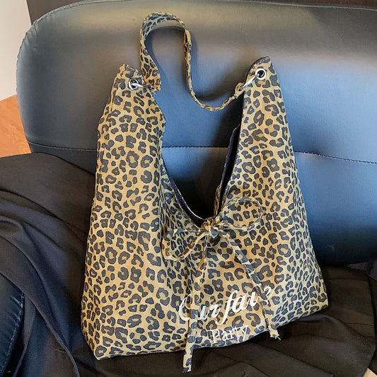 Artistic Leopard Print Tote Bag Stylish Casual Large Capacity Bag