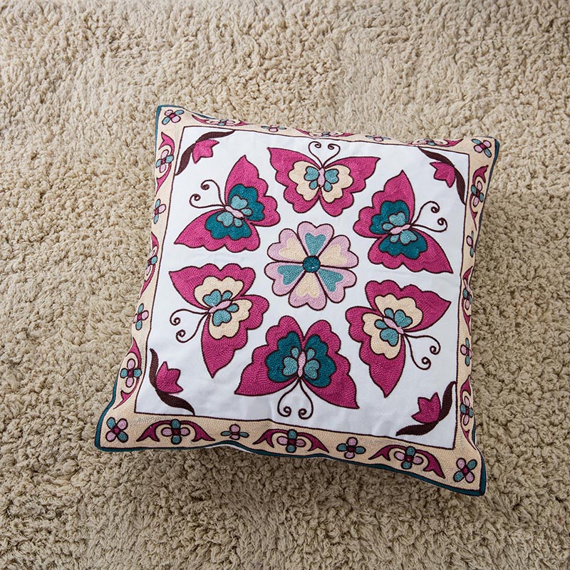 Towel Embroidered Cushion Cover Pillow Cover 45X45 Cotton Canvas Backrest Sofa Fresh Nordic Fashion