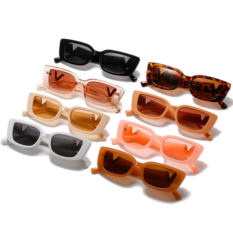 Square Frame Sunglasses V-Shape Trendy Fashion Eyewear