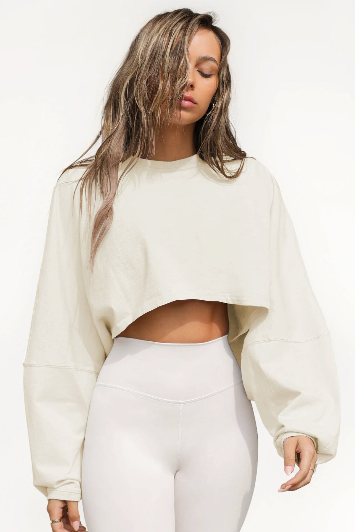 Casual Solid Color Crop Sweatshirt for Women