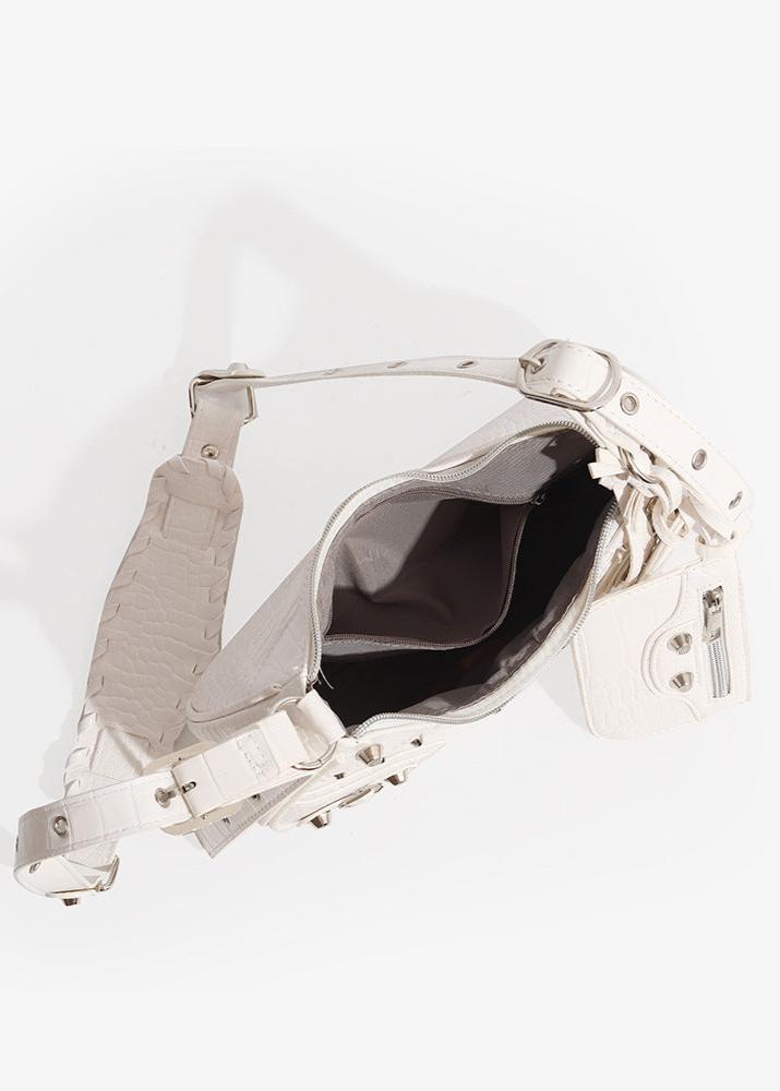 Croc Embossed PU Leather Crescent Bag