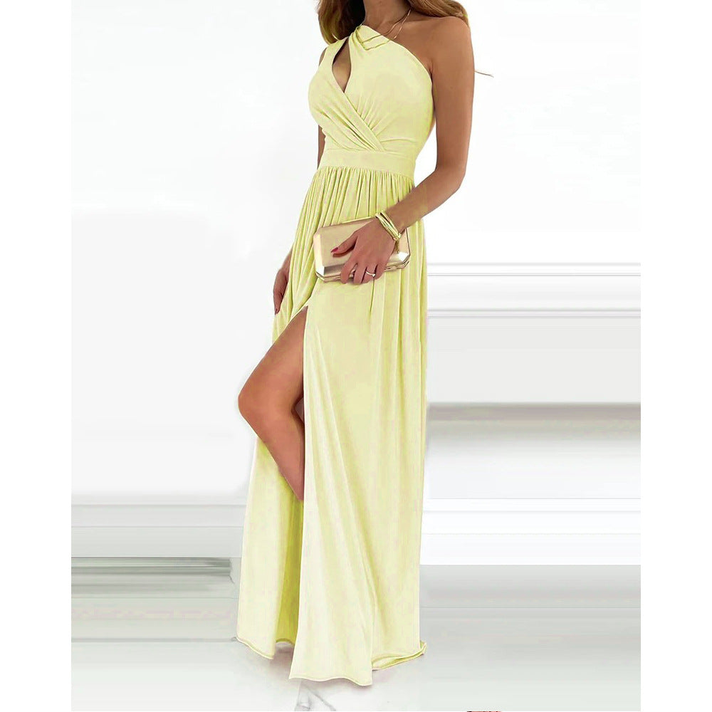 Elegant One-Shoulder Sleeveless High-Waisted Dress