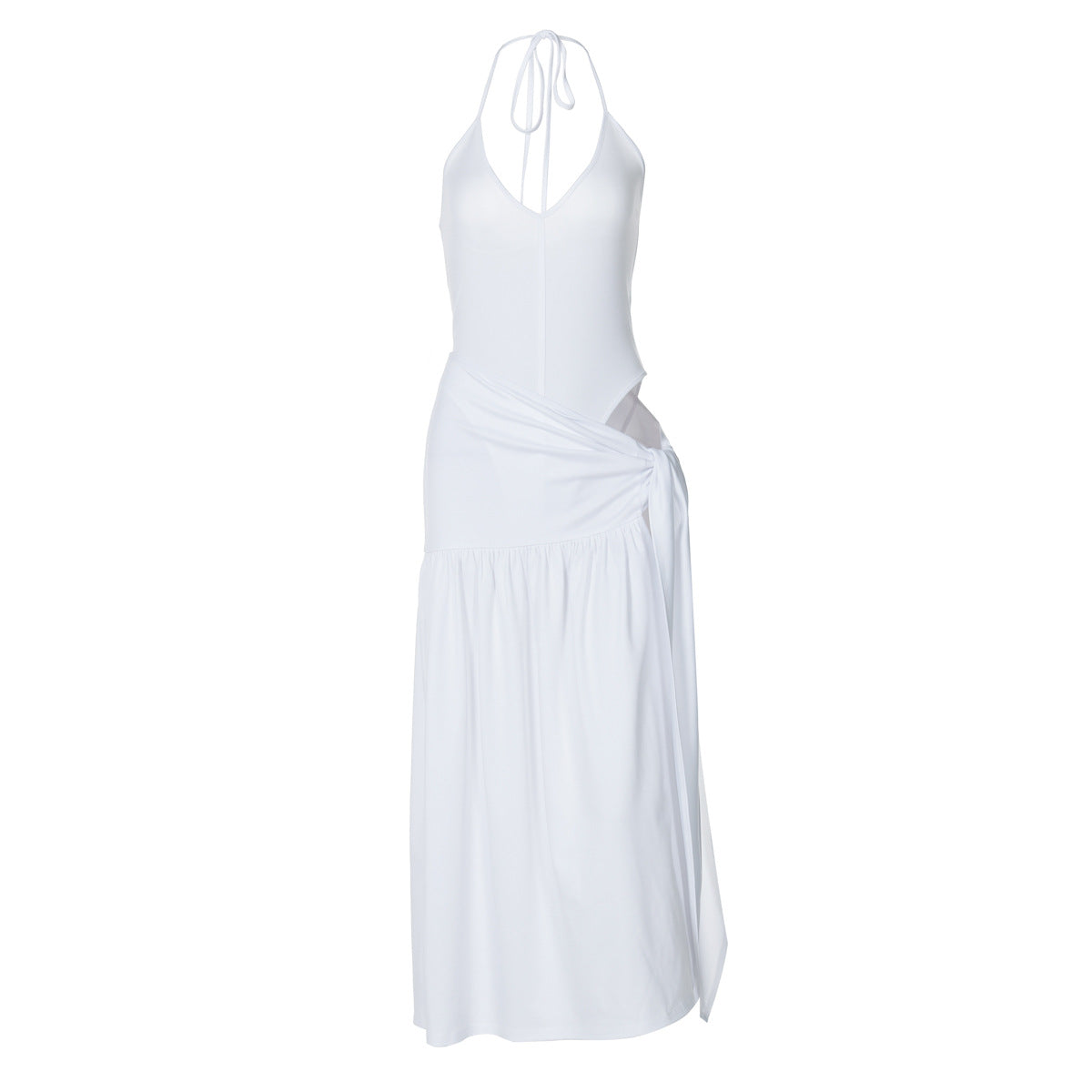 Sexy Backless Jumpsuit with Tie Waist Skirt Set