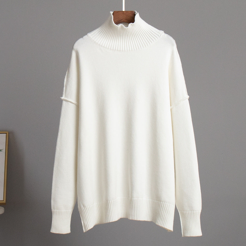 High Neck Casual Knit Sweater for Women