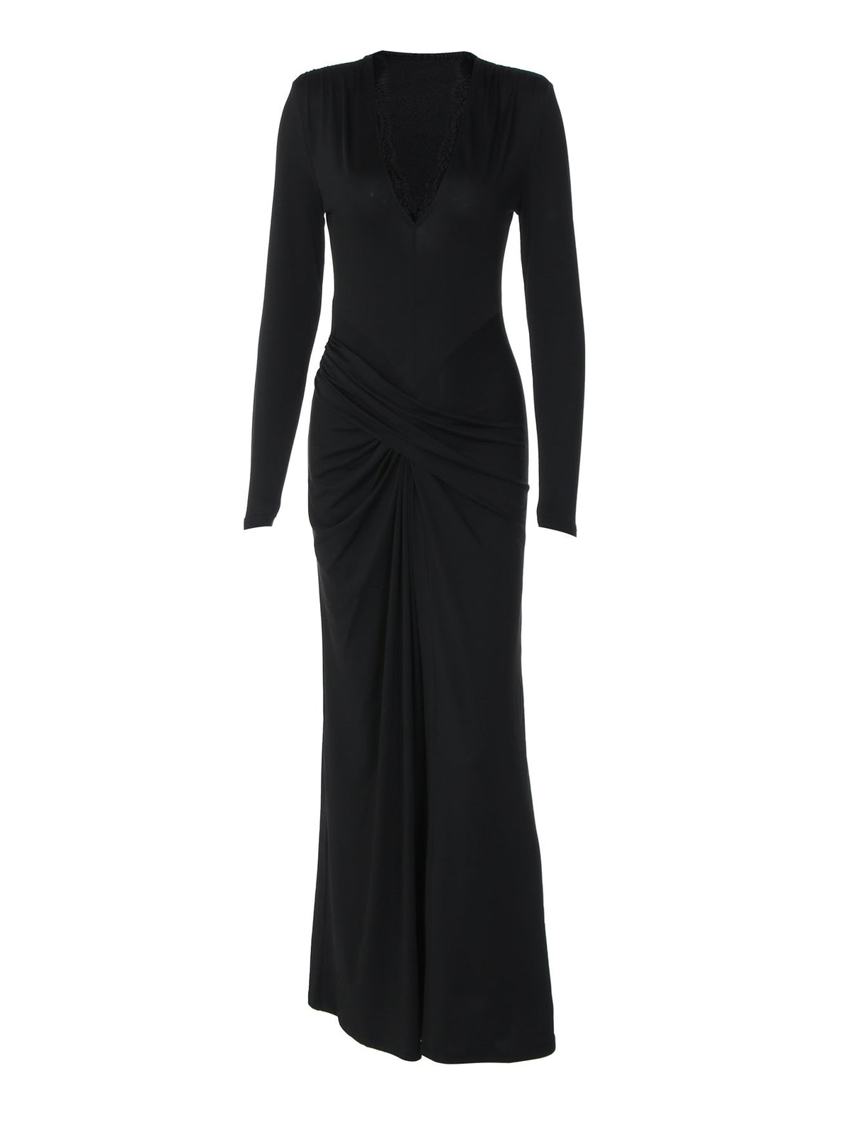 Trendy Solid Color Long Sleeve Dress with Waist Tie