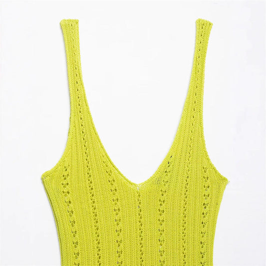 Sexy Solid Color Jacquard Knit Cami Top