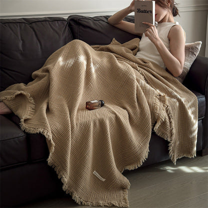 Cozy Solid Color Knit Woven Gauze Blanket