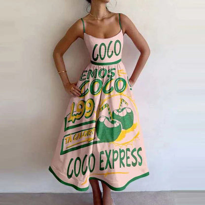 New Women's Casual A-Line Dress Solid Color Pleated Maxi Dress
