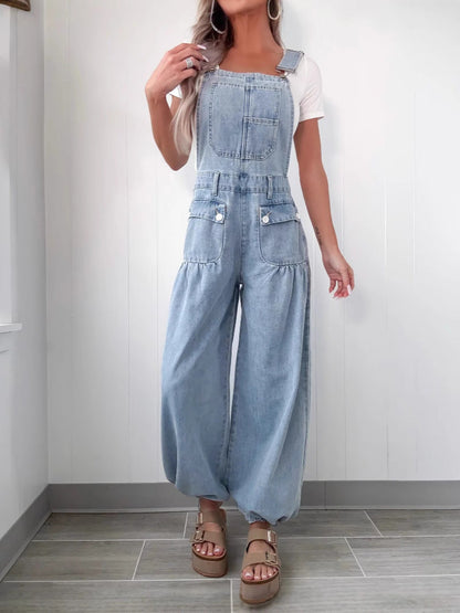 Trendy Casual Loose-Fit Denim Overalls