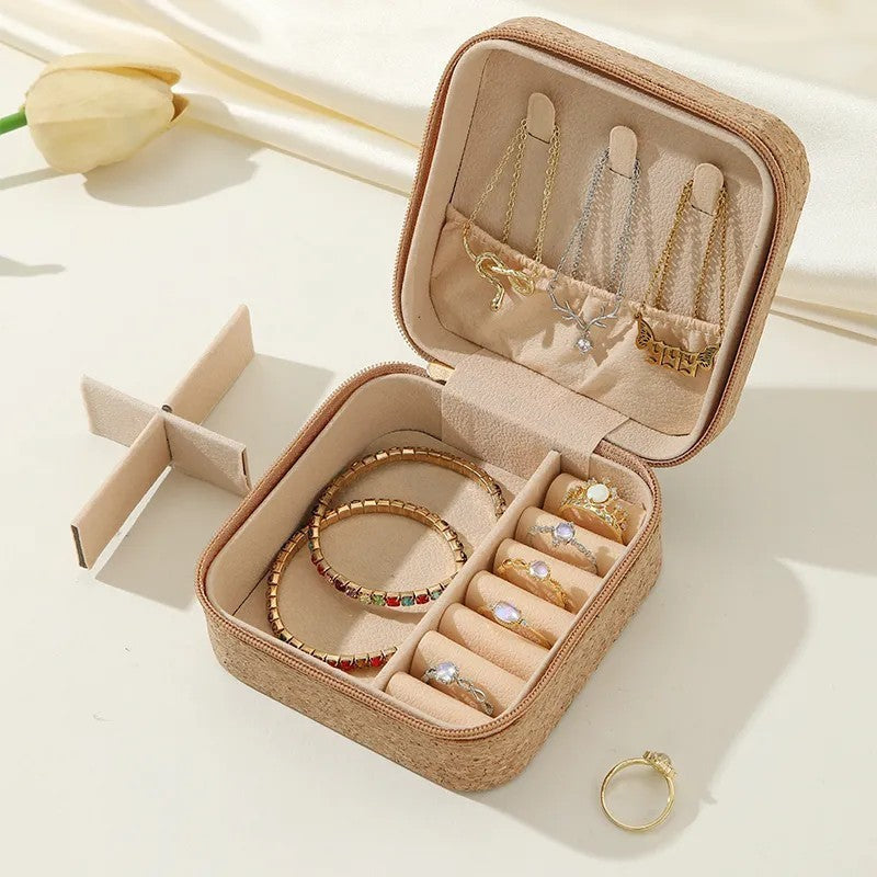 Soft Wood Print Zipper Jewelry Case