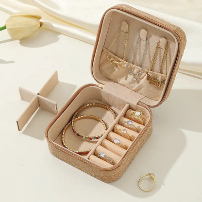 Soft Wood Print Zipper Jewelry Case