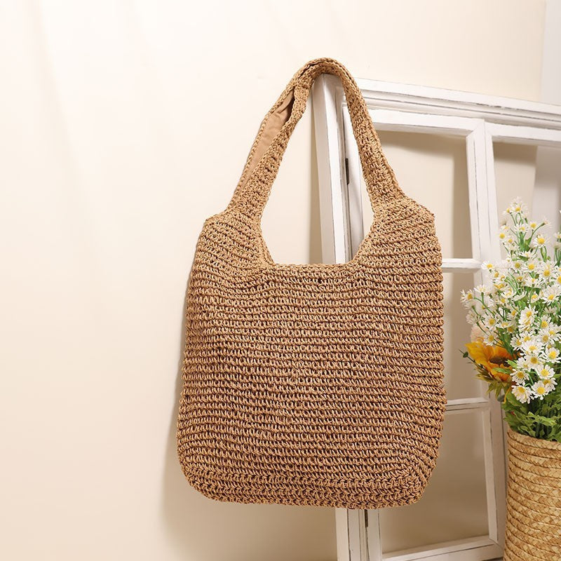 Trendy Woven Tote Bag Casual Chic Handbag