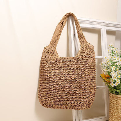 Trendy Woven Tote Bag Casual Chic Handbag