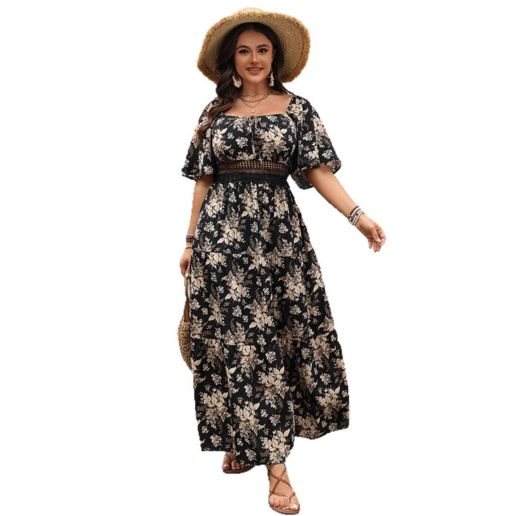 Retro Floral A-Line Dress Comfortable Casual