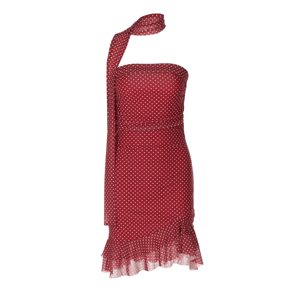 Trendy Polka Dot Bodycon Strapless Dress