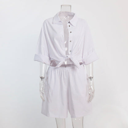 Summer Relaxed Fit Shirt And Shorts Set