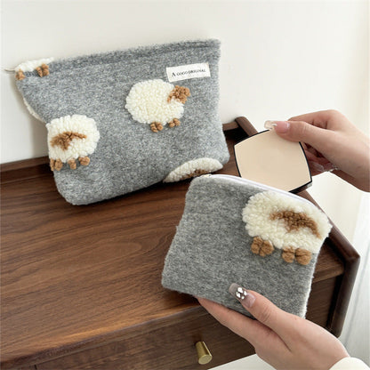 Cute Lamb Wool Portable Zipper Cosmetic Bag