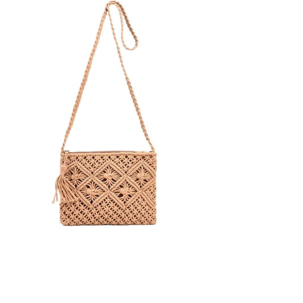 Knitted Bag Women'S 2025 New Fashion Versatile Shoulder Messenger Bag Casual High-End Woven Straw Bag