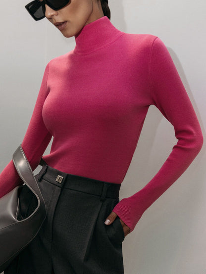 Elegant Turtleneck Long Sleeve Sweater for Casual Wear