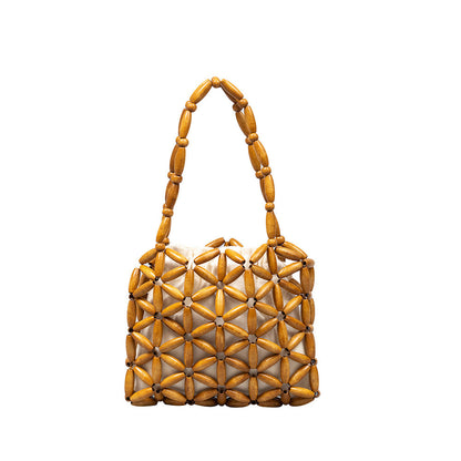 Wooden Bead Woven Handbags