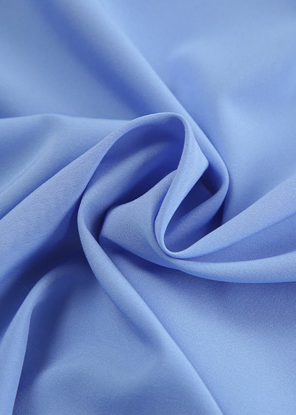 Satin Wide Leg Pajama Set in Blue