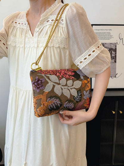 Sequin Evening Clutch Bag Embroidered Handbag for Women