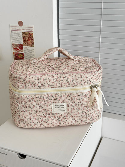 Floral Corduroy Makeup Bag Versatile Travel Organizer