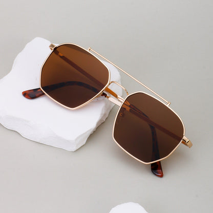 Vintage Double Bridge Square Metal Sunglasses