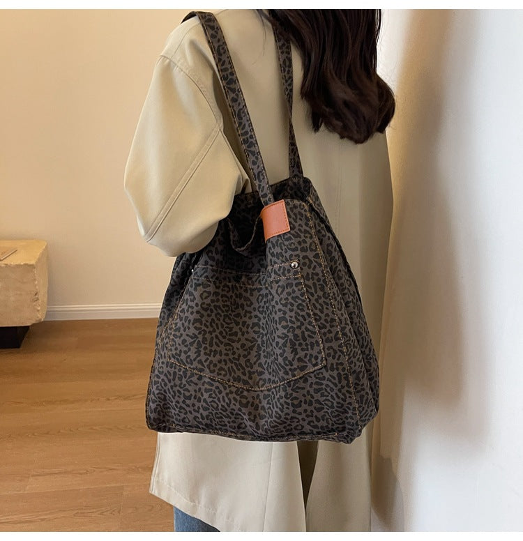 Leopaed Print Shoulder Bag Large Capacity Tote Bag