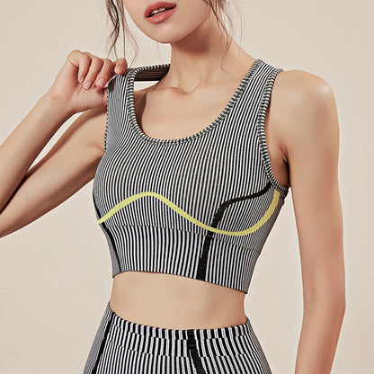 Seamless High-Stretch Striped Yoga Wear Quick-Drying Breathable Sportswear Fitness Running Sports Bra