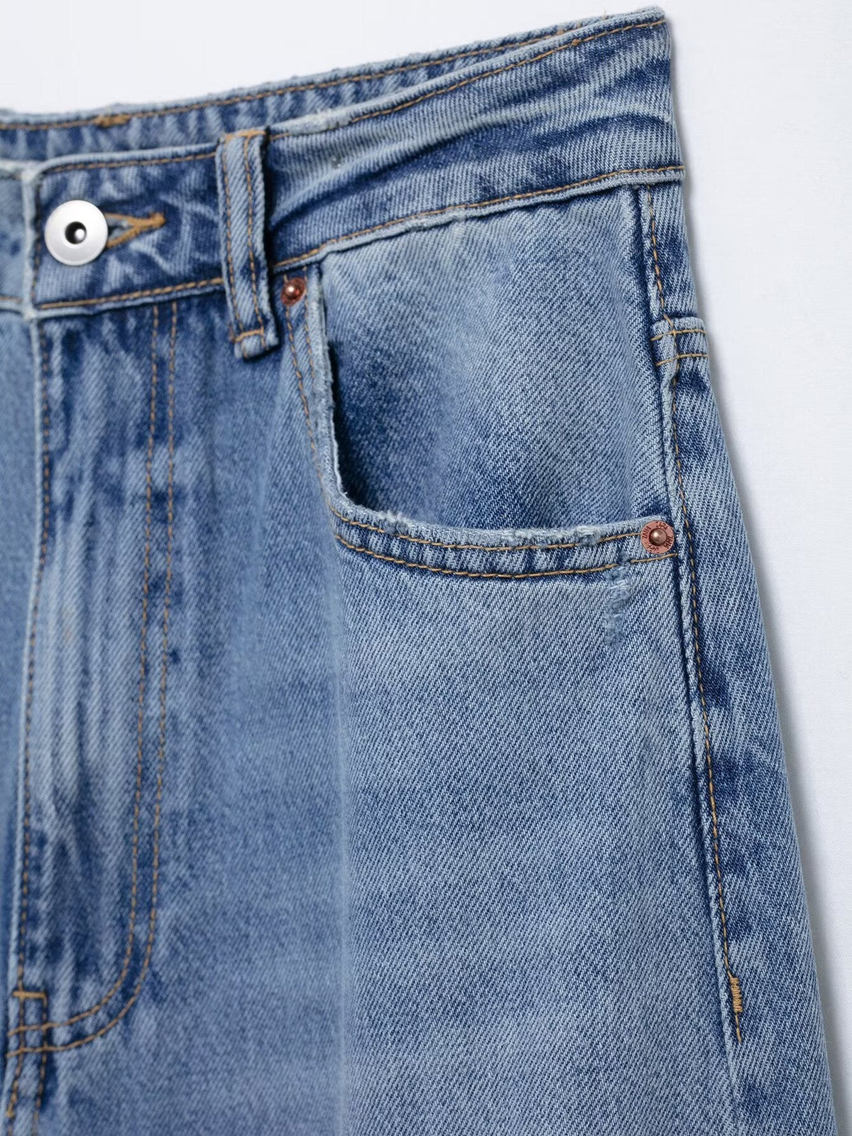 Casual Distressed Loose Mid Rise Jeans