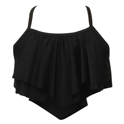 Girls' Solid Color Two-Piece Swimwear - Trendy Nylon Bikini