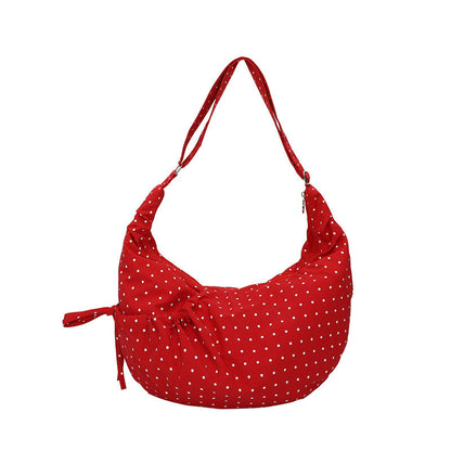 Casual Dotted Doughnut Bag Soft Canvas Shoulder Bag