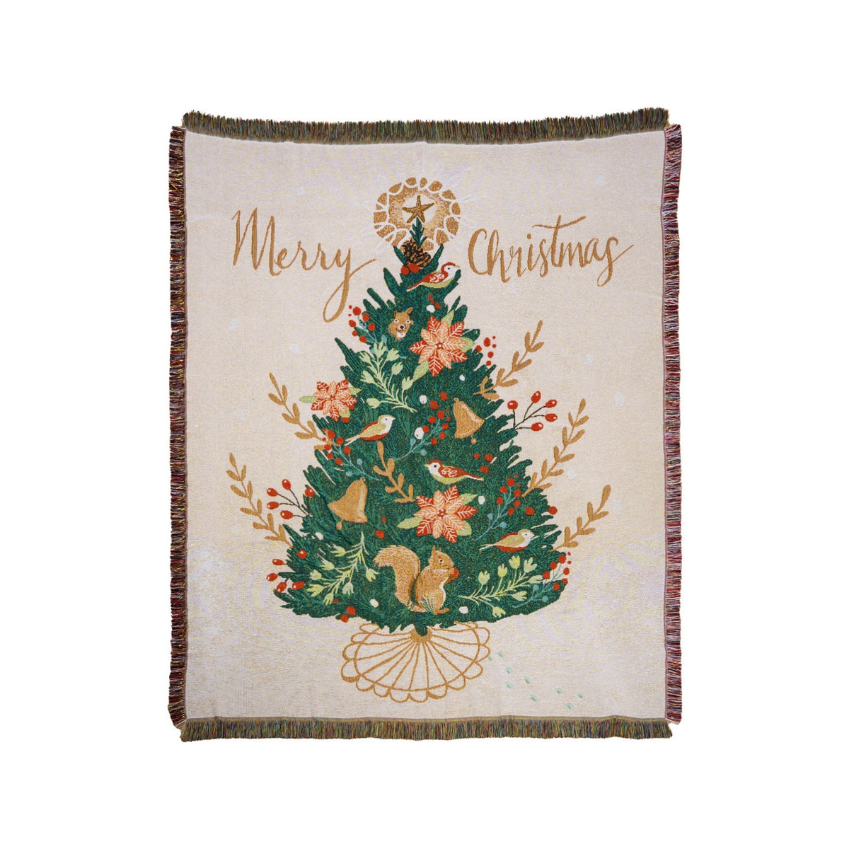 Christmas Tree Jacquard Tassel Throw Blanket