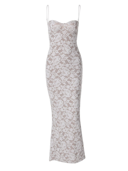 Slim Fit Backless Lace Cami Maxi Dress for Women