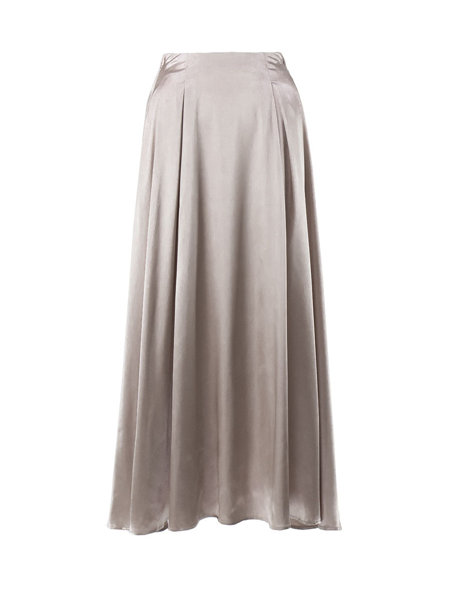 Elegant High-Waisted Satin Maxi Skirt for Women