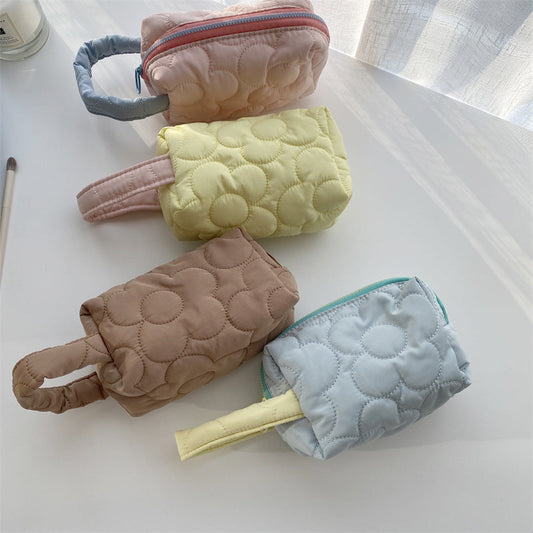 Flower Color Block Simple Make Up Bag