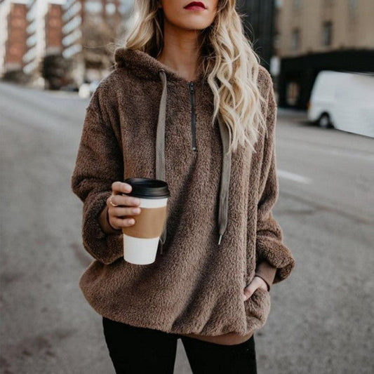 Winter Women Multi-Color Hoodie Sweater Coat Outwear