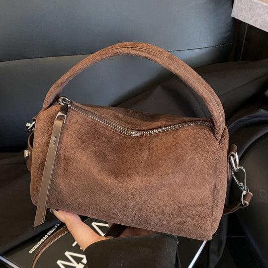 Retro Suede Handheld Pillow Bag Casual Shoulder Bag