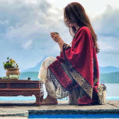 Thickening Cloak With Ethnic Style Grassland Cloak