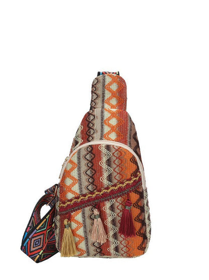 Ethnic Style Fringed Crossbody Bag Casual Soft Fabric