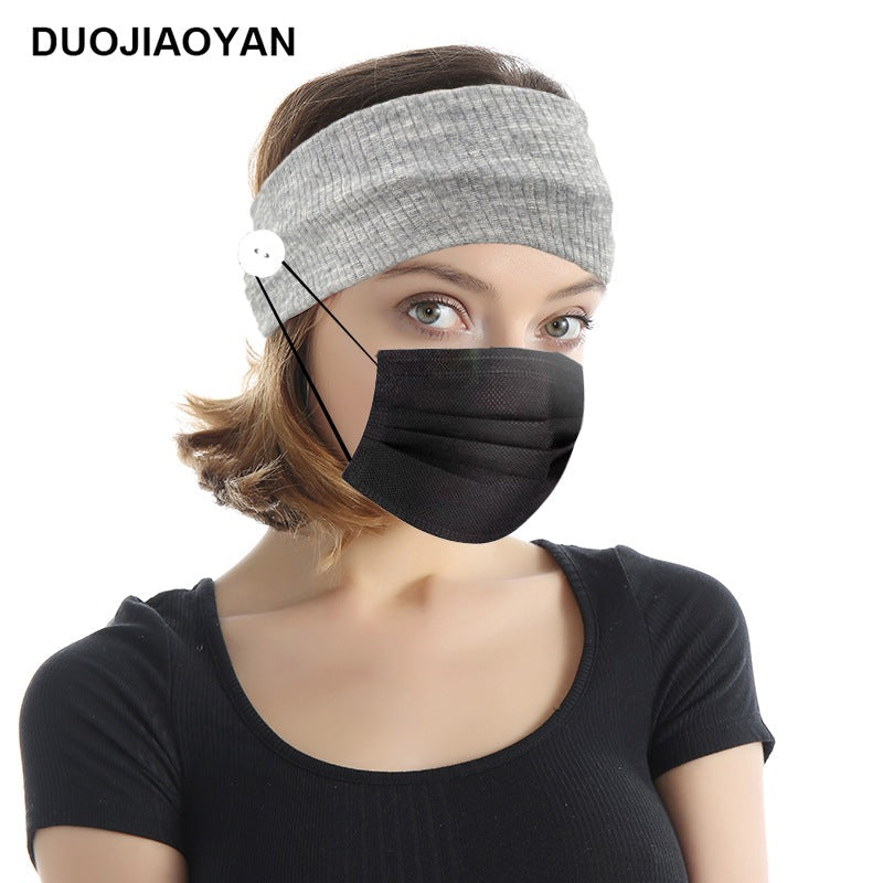 Sports Yoga Fitness Buns With Button Mask Anti-Restraint Headband Solid Color Parent-Child Couple Dress