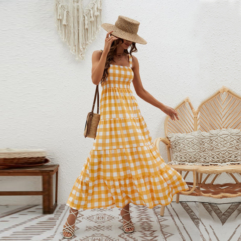 Color Block Striped Simple Spaghetti Dress