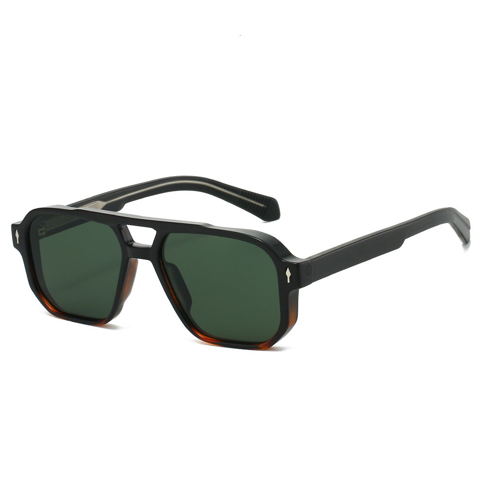 Trendy Pilot Style Sunglasses with Double Bridge and Matte Finish