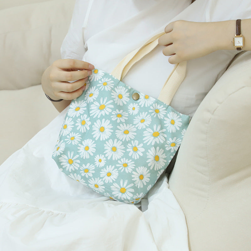Cotton Mini Tote Bag Lightweight Summer Floral Handbag