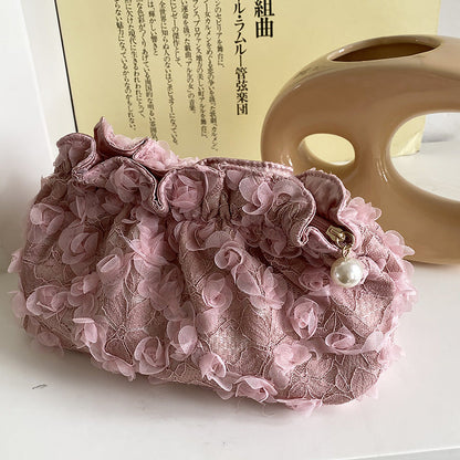 Portable Makeup Bag Lace Handbag Lightweight Organizer