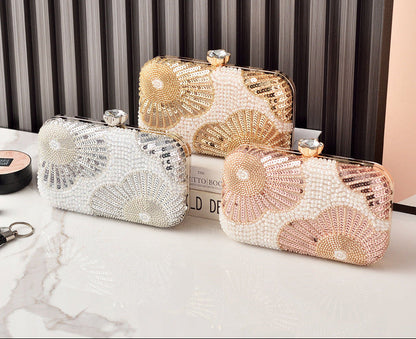 Beaded Pearl Evening Clutch Handbag for Women