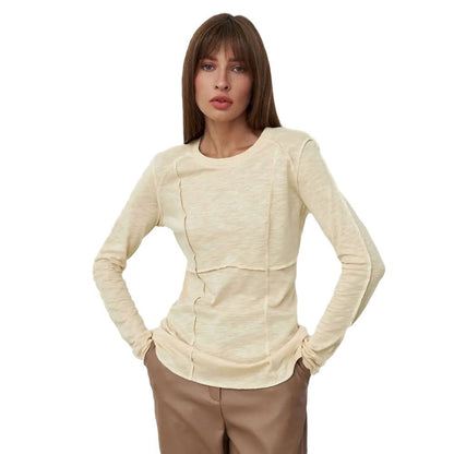 Patchwork Round Neck Simple Tops
